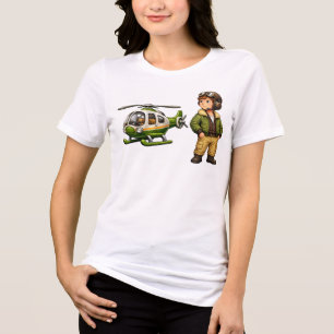 Camiseta Triblenda Piloto Retro de Helicóptero Niño con Chopper Vinta