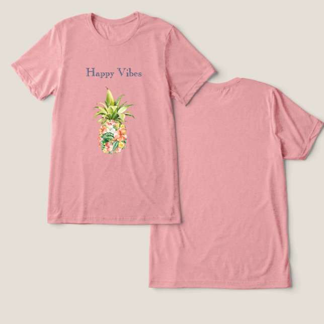 Camiseta Triblenda Piña Floral Tropical (Diseño Anverso y Reverso)