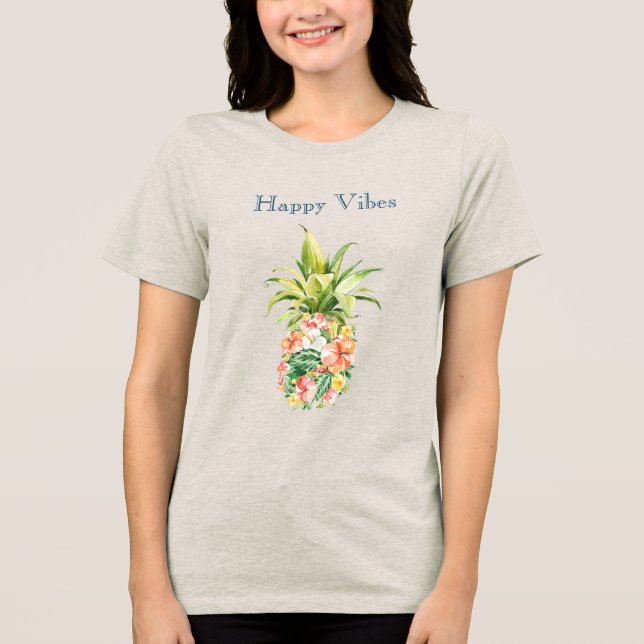 Camiseta Triblenda Piña Floral Tropical (Anverso)