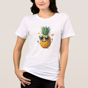 Camiseta Triblenda Pinapple Divertido Vacaciones Alegres Bebidas Trop