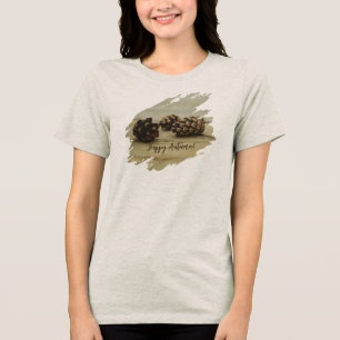 Camiseta Triblenda Piñas Marrones Rústicas Foto De La Naturaleza Otoñ