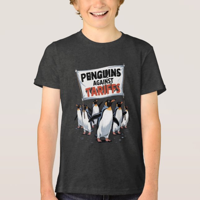 Camiseta Triblenda pingüinos graciosos contra las tarifas se resisten (Anverso)