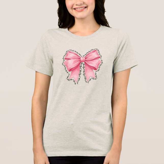 Camiseta Triblenda Pink Bow T-Shirt • Elegant Thanksgiving Outfit (Anverso)