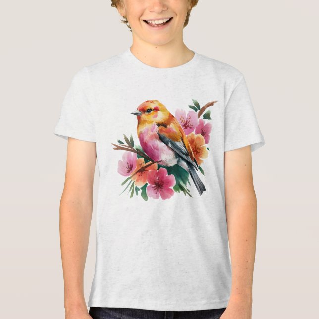 Camiseta Triblenda Pink Flower Bird (Anverso)