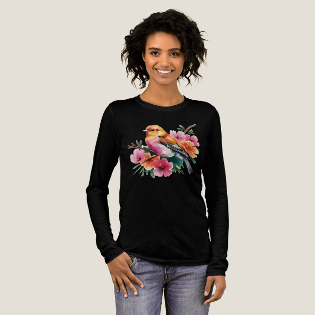 Camiseta Triblenda Pink Flower Bird (Anverso Completo)
