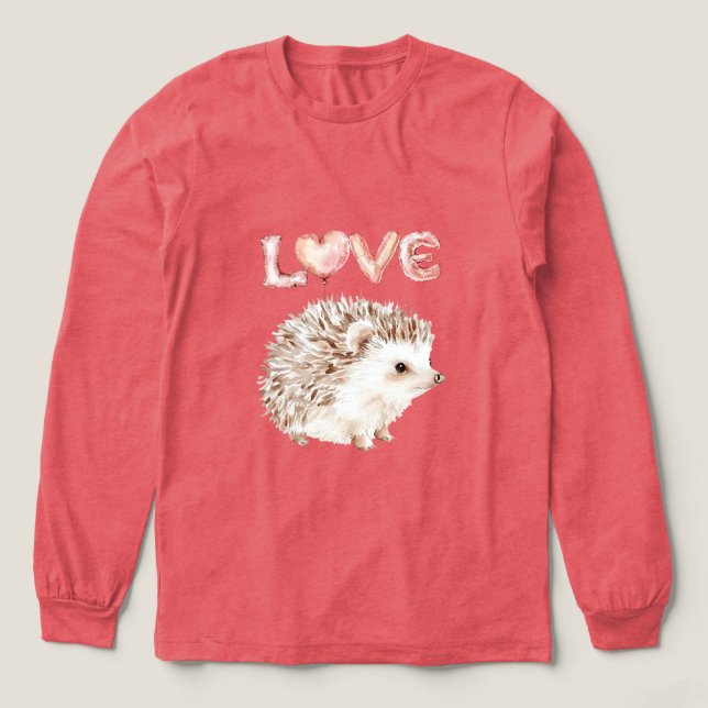 Camiseta Triblenda Pink Heart Love Balloons Cute Hedgehog (Diseño traserp)