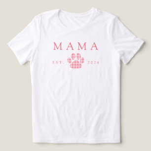Camiseta Triblenda Pink Mama Gingham Paw Print Birday