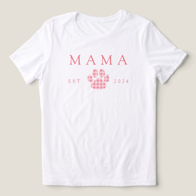 Camiseta Triblenda Pink Mama Gingham Paw Print Birday (Diseño delantero )