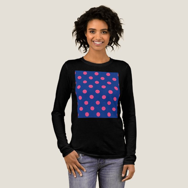 Camiseta Triblenda Pink On Blue Polka Dots Pattern Design (Anverso Completo)