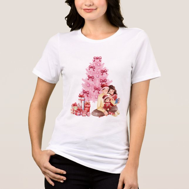 Camiseta Triblenda Pink Tree Family Moment #Christmas #Christmastree (Anverso)