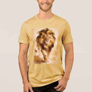 Camiseta Triblenda Pintura abstracta majestuosa del león dorado Arte 