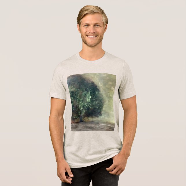 Camiseta Triblenda Pintura artística de árboles de bosque acuático (Anverso Completa)