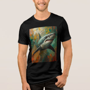 Camiseta Triblenda Pintura artística del petróleo vibrante de retrato
