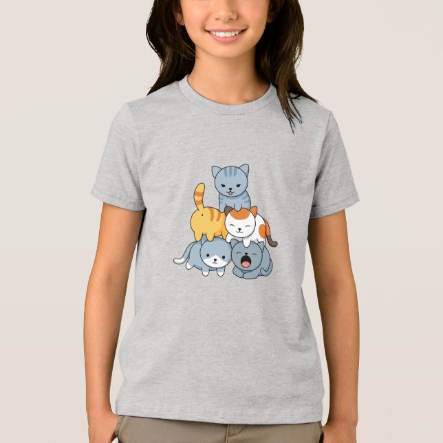Camiseta Triblenda Pirámide de Gatos - Grupo de Gatos (Anverso)