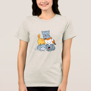 Camiseta Triblenda Pirámide de gatos - Grupo de gatos