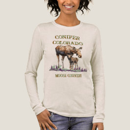 Camiseta Triblenda Pistas de Mamá Alce y Cría en Coníferas