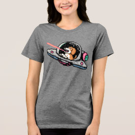 Camiseta Triblenda Pixel Art Space Dog - Piloto de Blaster láser