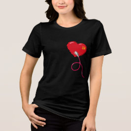 Camiseta Triblenda Pixel Corazones conectados pareja coincidente dere