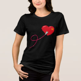 Camiseta Triblenda Pixel Corazones conectados Traje de pareja coincid