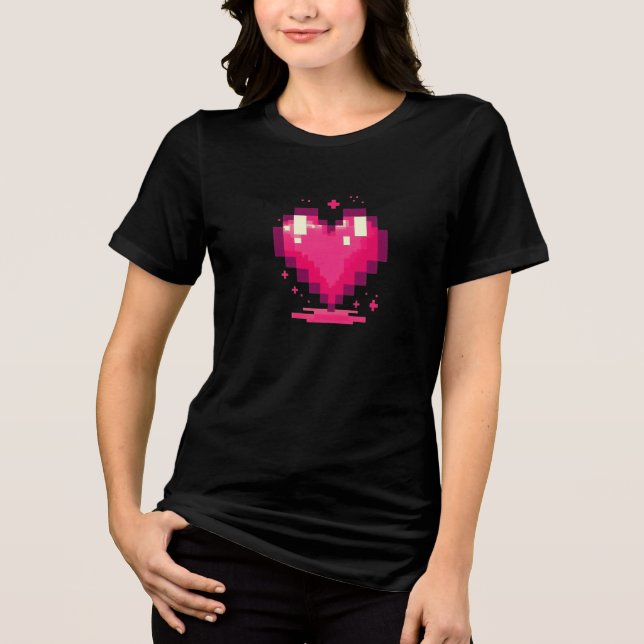 Camiseta Triblenda Pixel Heart Retro 8-Bit Gamer Love Design (Anverso)