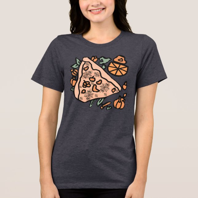 Camiseta Triblenda Pizza Retro con giro de calabaza (Anverso)