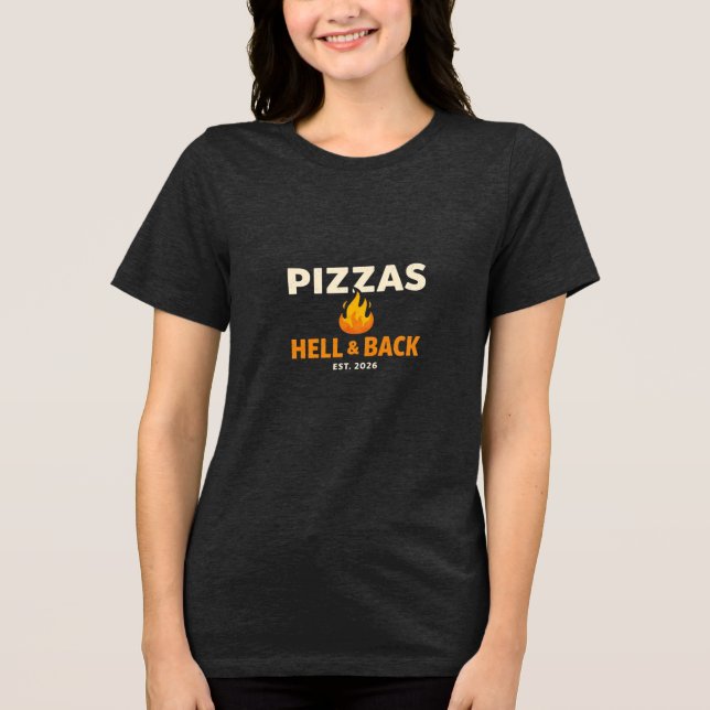 Camiseta Triblenda Pizzas Over Hell & Back Shirt – Bold Funny Pizza L (Anverso)