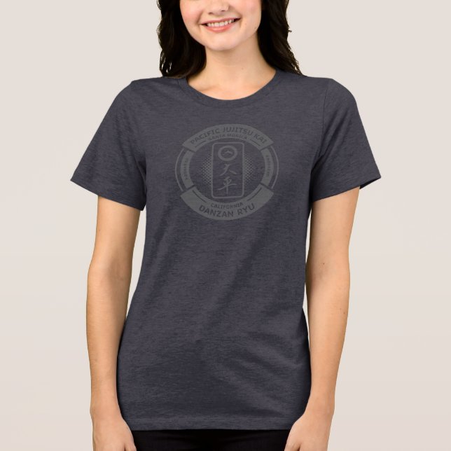 Camiseta Triblenda PJK Women's Grey Bella+Canvas / logo & kanji /  (Anverso)