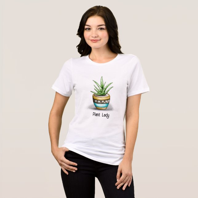 Camiseta Triblenda Plant Lady, planta Aloe (Anverso Completo)