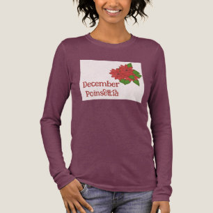 Camiseta Triblenda Planta de Poinsettia Acuarela Cumpleaños de Diciem