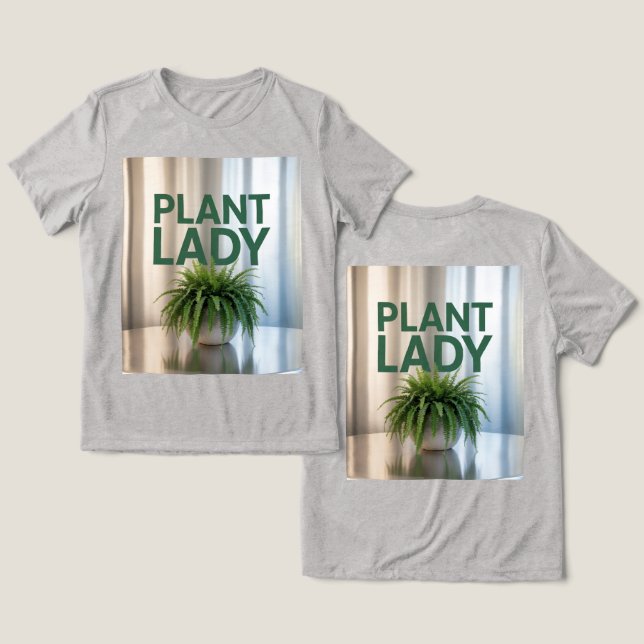 Camiseta Triblenda Planta Lady Fern Silver Pot (Diseño Anverso y Reverso)