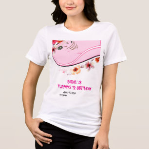 Camiseta Triblenda Plantilla de cumpleaños de vaquera editable, niña