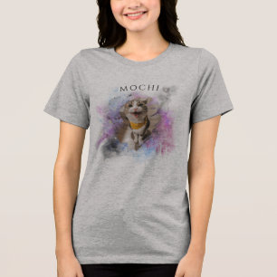 Camiseta Triblenda Plantilla de foto de gato personalizable y nombre