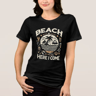 Camiseta Triblenda Playa Aquí Voy Diversión de Puesta de Sol Tropical