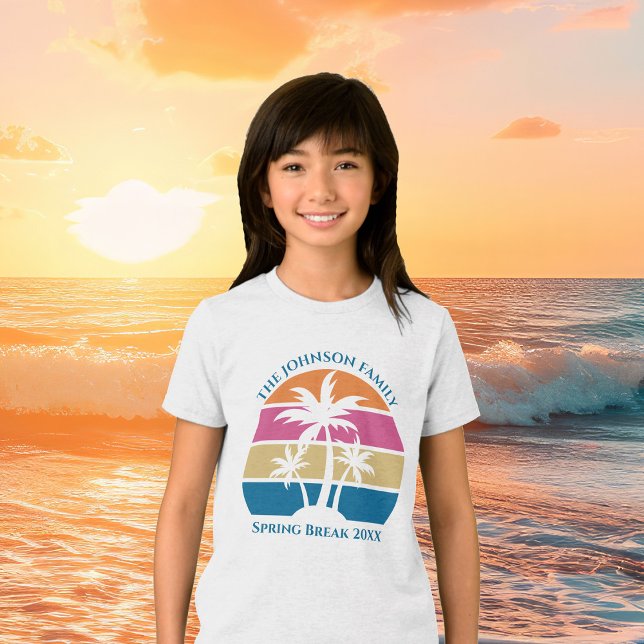 Camiseta Triblenda Playa Cute Sunset Palm Trees Niños Personalizados (Subido por el creador)