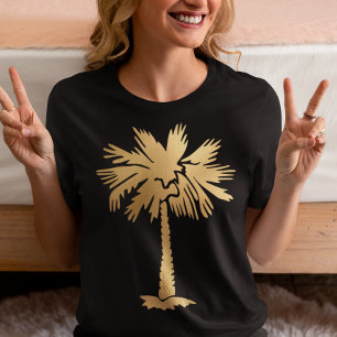 Camiseta Triblenda Playa de Verano de Palm Tree con Relieve metalizad