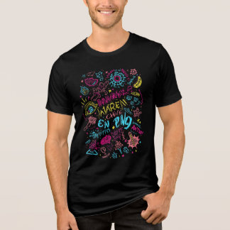 Camiseta Triblenda Playful Doodle Streetwear Tee – Neon Retro Style