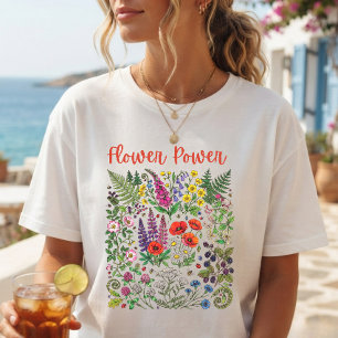 Camiseta Triblenda Poder Floral Flores Silvestres Naturaleza Collage 