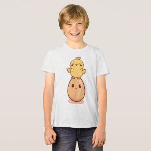 Camiseta Triblenda Pollito Lindo Parado en un Huevo Sonriente