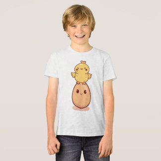 Camiseta Triblenda Pollito Lindo Parado en un Huevo Sonriente