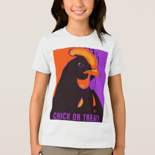 Camiseta Triblenda Pollito o truco de Halloween Pop Art Pollo