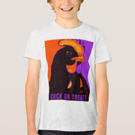 Camiseta Triblenda Pollito o truco de Halloween Pop Art Pollo