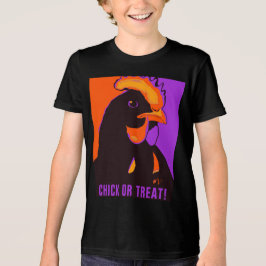 Camiseta Triblenda Pollito o truco de Halloween Pop Art Pollo
