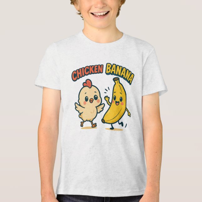 CAMISETA TRIBLENDA ¡POLLITO PLÁTANO MONADA! (Anverso)