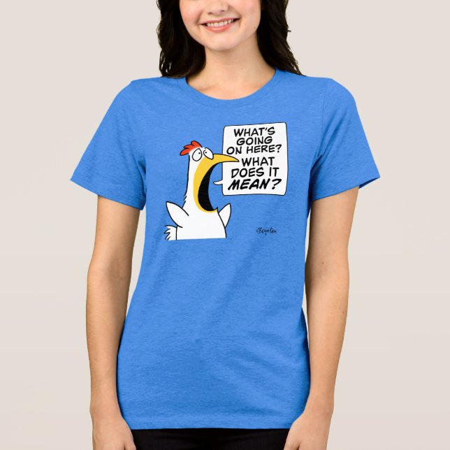 Camiseta Triblenda Pollo existencial de Sandra Boynton (Anverso)