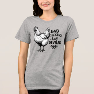 Camiseta Triblenda Pollos Malos Ponen Huevos Diablos Granja Divertida