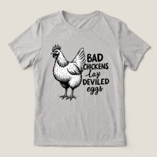 Camiseta Triblenda Pollos Malos Ponen Huevos Diablos Granja Divertida