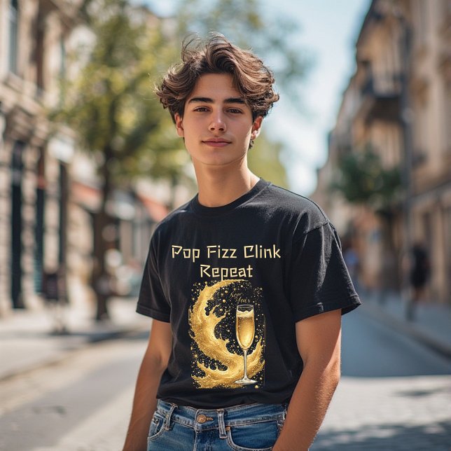 Camiseta Triblenda Pop Fizz Clink Repeat New Year Champagne Sparkles  (Pop Fizz Clink Repeat New Year Champagne Sparkles Tri-Blend Shirt)
