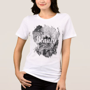 Camiseta Triblenda Por la Belleza de la Tierra Blanco y Negro