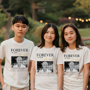 Camiseta Triblenda Por siempre en nuestros corazones Funeral Foto Mem