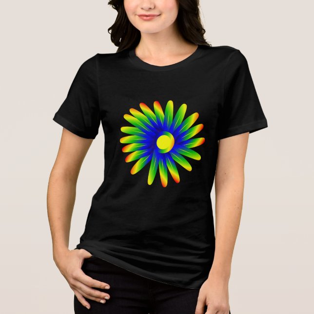 Camiseta Triblenda Potencia de flor de arco iris (Anverso)